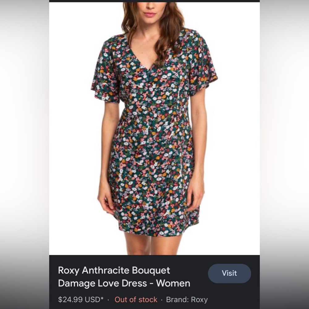 short, black, floral Roxy dress